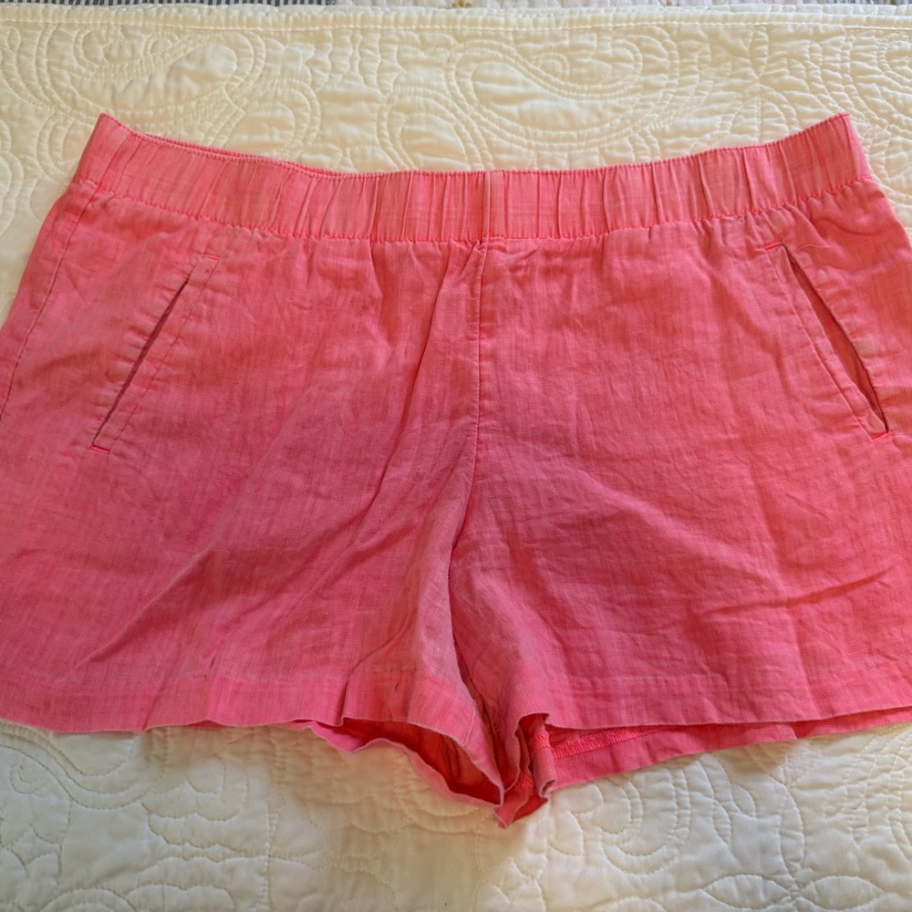 Lilly Pulitzer Lilo Linen Coral Pink Elastic-Waist Linen Blend Shorts